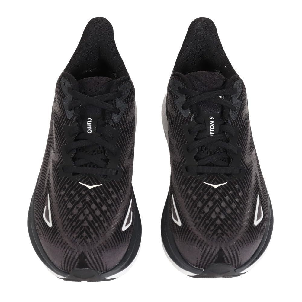 HOKA WOMEN'S CLIFTON 9 SNEAKER, BLACK/WHITE, 6.5 - Picture 4 of 6
